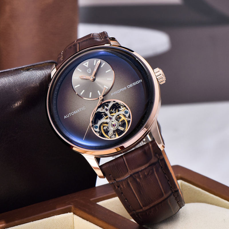 Pagani Design Brown Leather Tourbillon Men's Watch